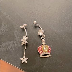 Two Dangling belly button rings- never worn